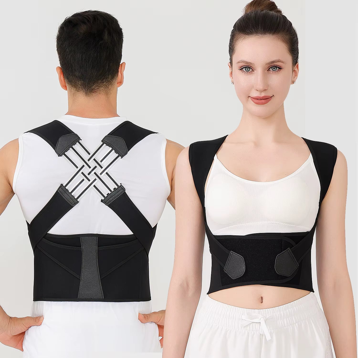 Posture Back Brace Adjustable Back Support Strap to Prevent Spinal Distortion and Hunchback Suitable for Men and Women